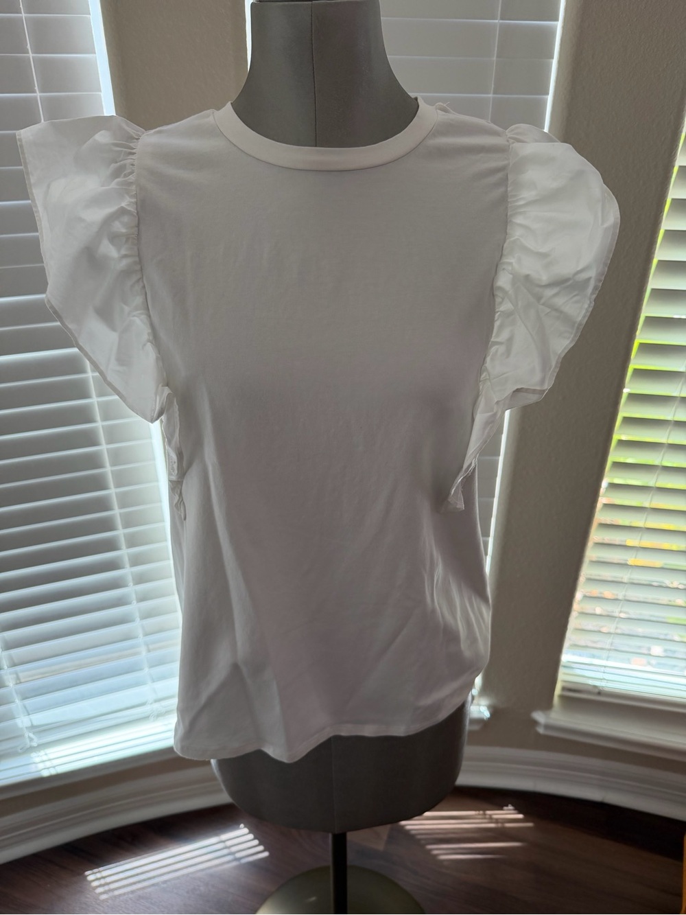 White Ruffle Sleeve Women's Top
